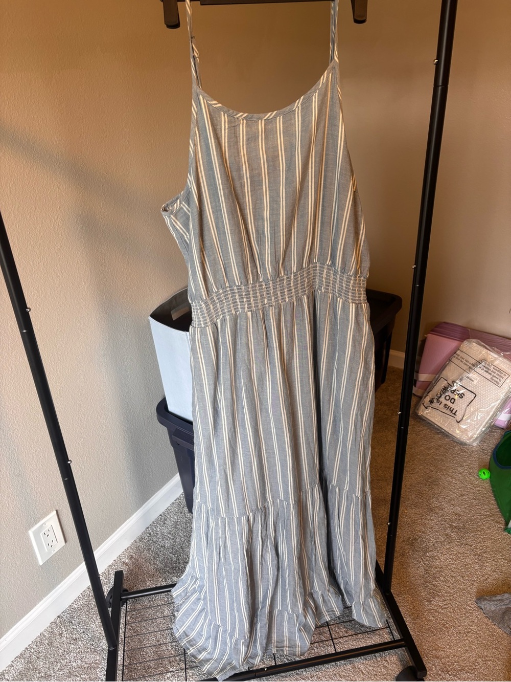 Toad&Co Light Blue and White Striped Dress